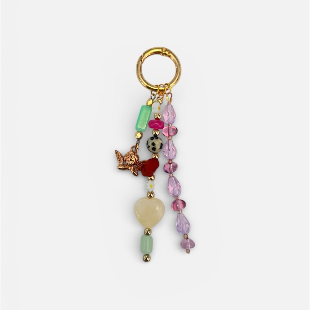 Colorful Beaded Bag Charm with Angel